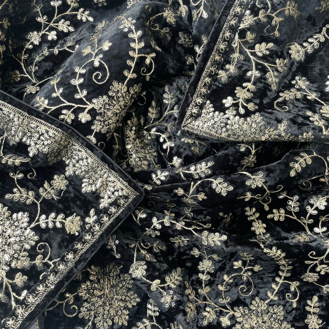Diamond Embroidered Black Dupatta main image 0