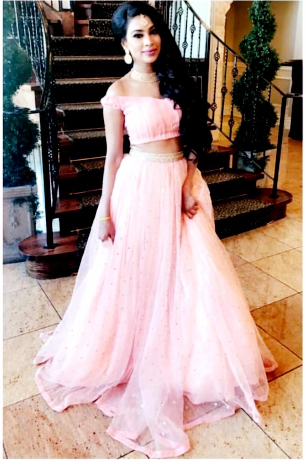 Blush Pink Sequenced Net Barbie Skirt with Pure Georgette Pleated