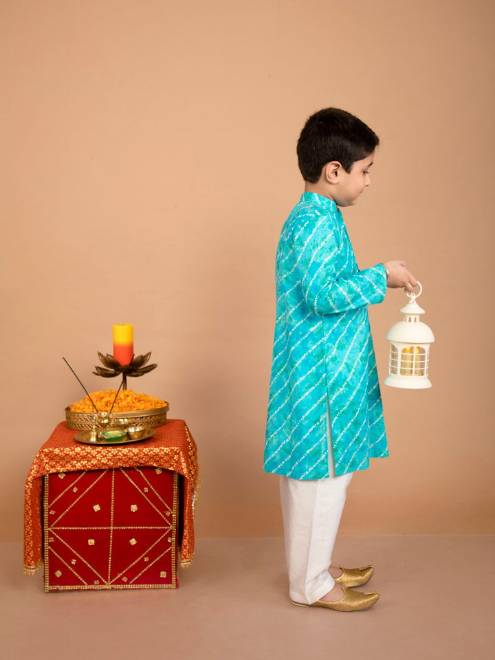 anokherang Boys Kurta Blue Leheriya Boy Kurta Pajama For Boys