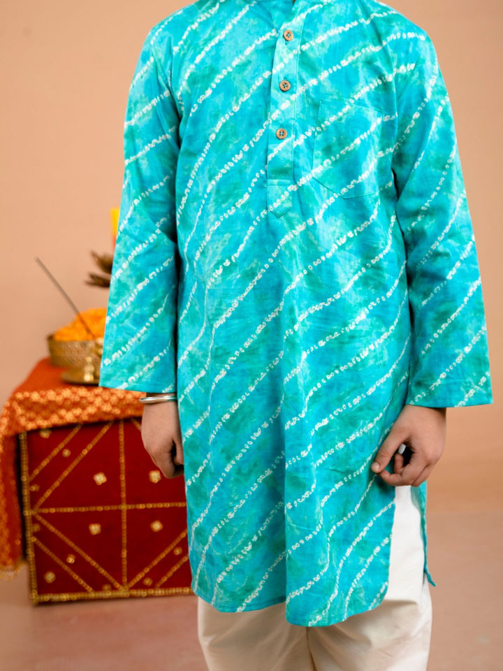 anokherang Boys Kurta Blue Leheriya Boy Kurta Pajama For Boys
