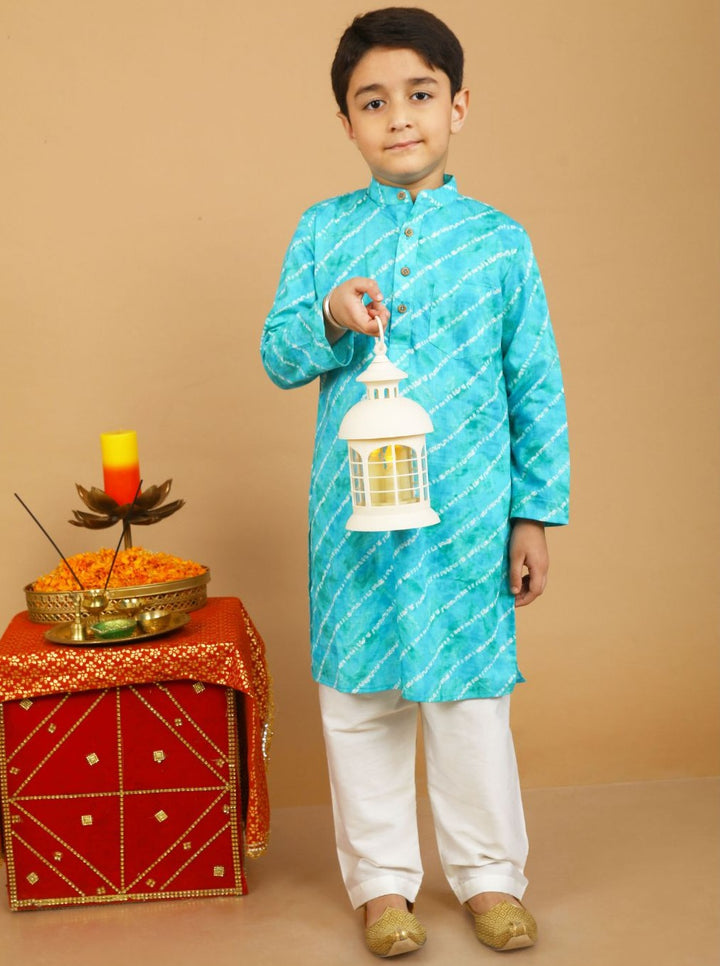 anokherang Boys Kurta Blue Leheriya Boy Kurta Pajama For Boys