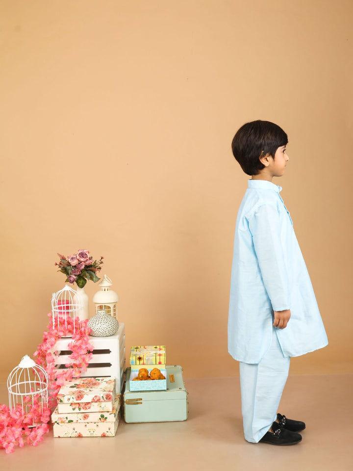 anokherang Boys Kurta Blush Blue Kurta Pajama