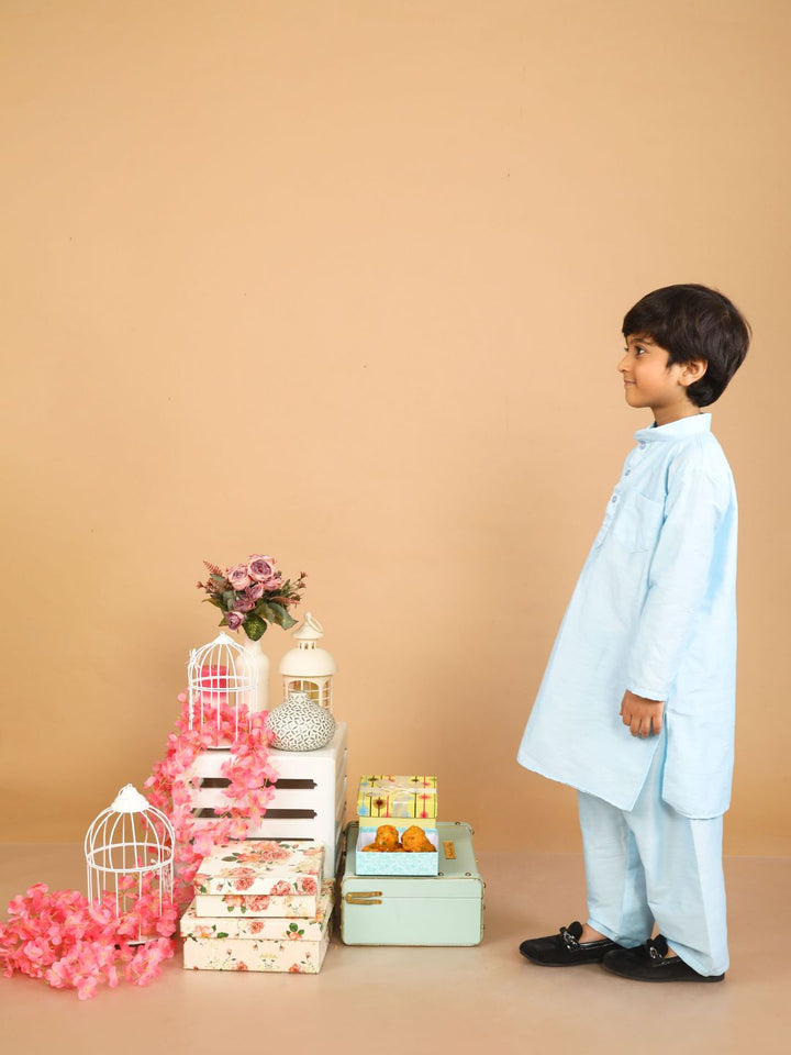 anokherang Boys Kurta Blush Blue Kurta Pajama