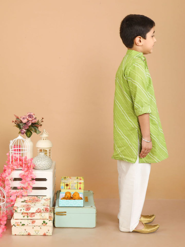 anokherang Boys Kurta Green Bandhani Kurta Pajama for Boys