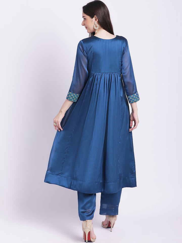 anokherang Combos Alluring Blue Yoke Gathered Kurti