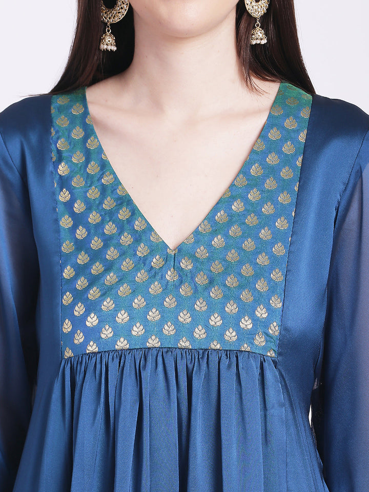 anokherang Combos Alluring Blue Yoke Gathered Kurti