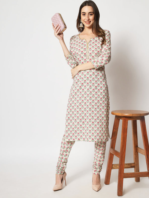 anokherang Combos Amelia Pink Straight Kurti