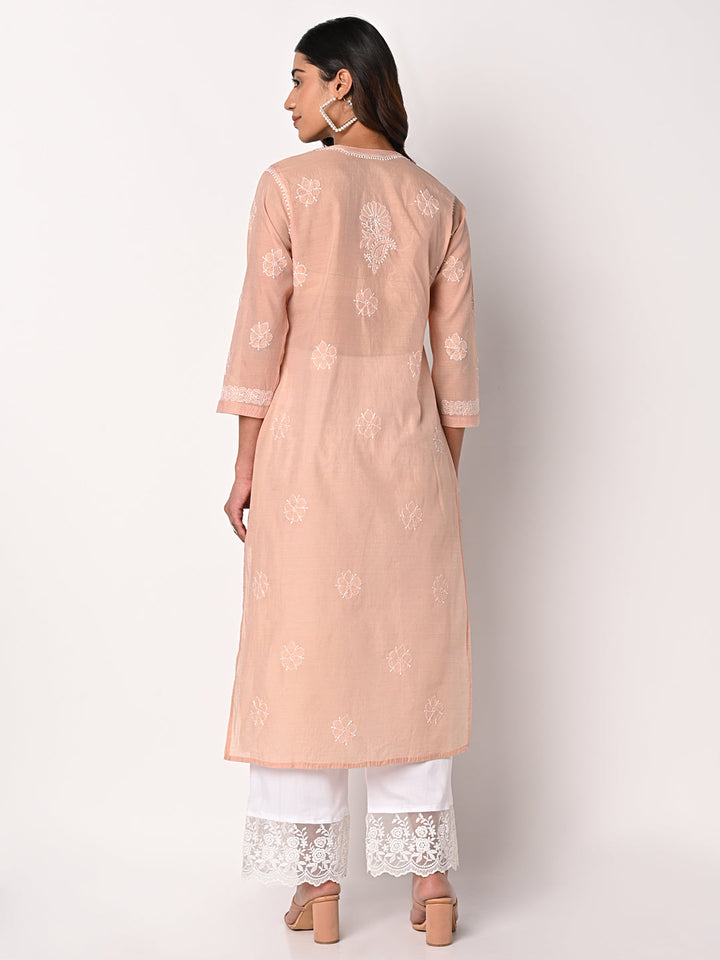 anokherang Combos Beige Chikankari Kurti with Palazzo