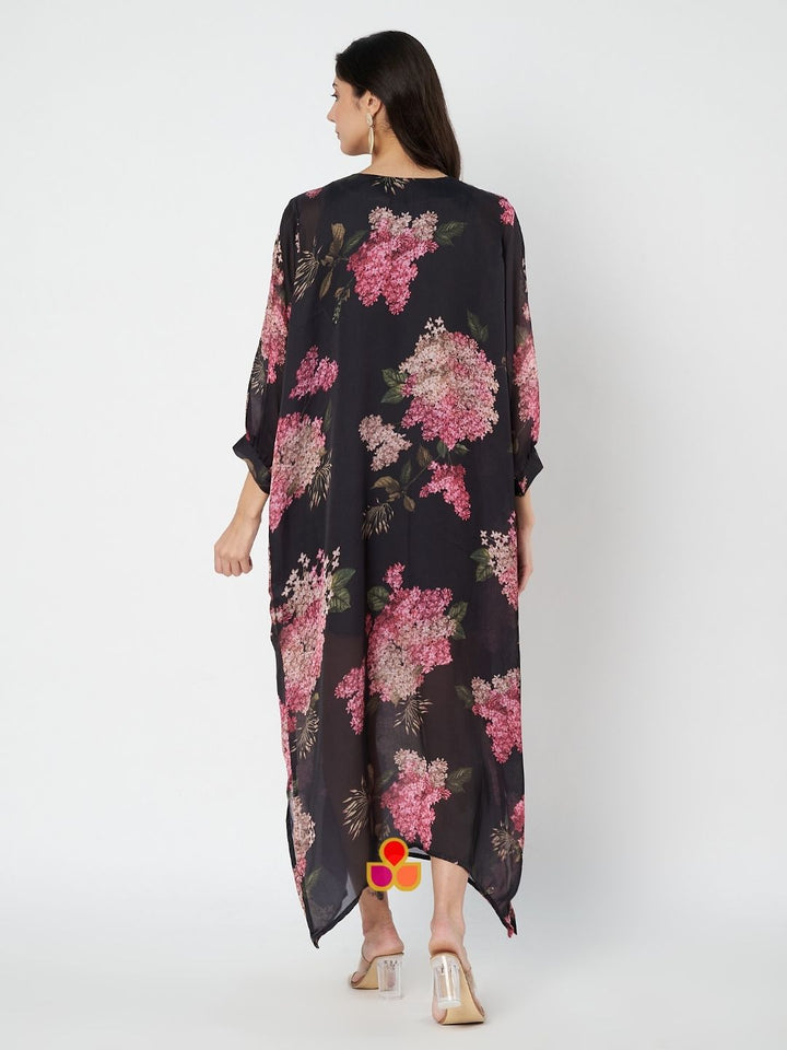 anokherang Combos Black Floral Printed Kaftan
