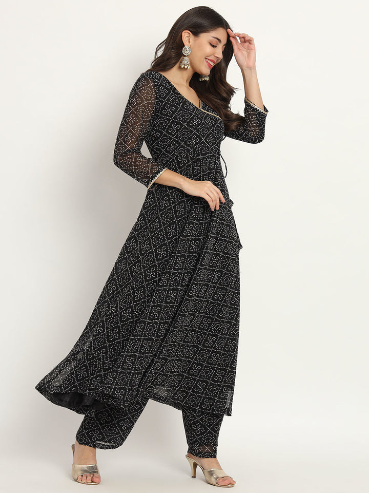 anokherang Combos Black Georgette Anarkali with Palazzo and Dupatta