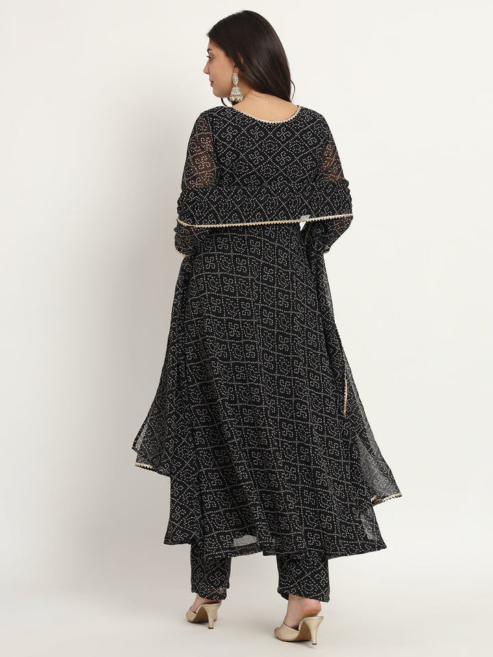 anokherang Combos Black Georgette Anarkali with Palazzo and Dupatta