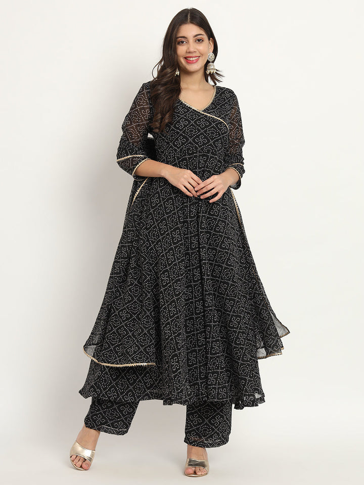 anokherang Combos Black Georgette Anarkali with Palazzo and Dupatta