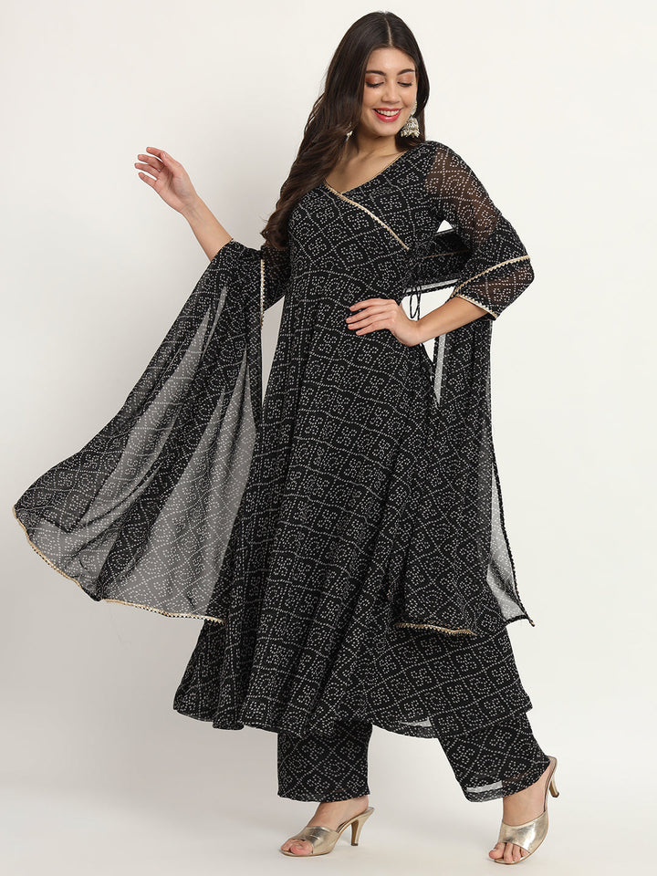 anokherang Combos Black Georgette Anarkali with Palazzo and Dupatta