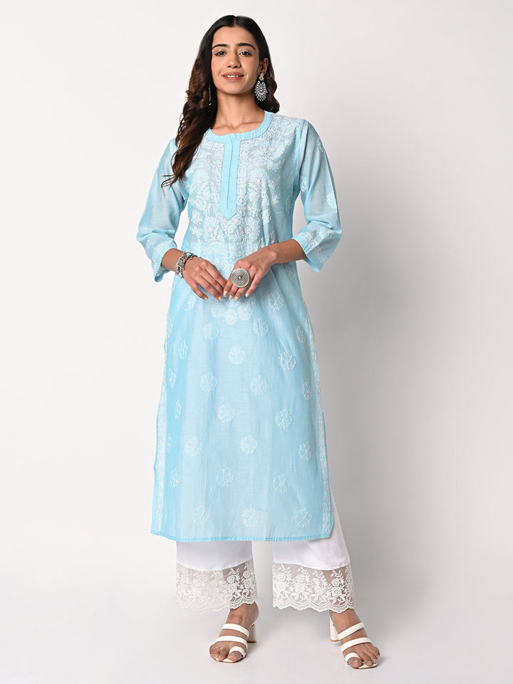 anokherang Combos Blue Chikankari Kurti