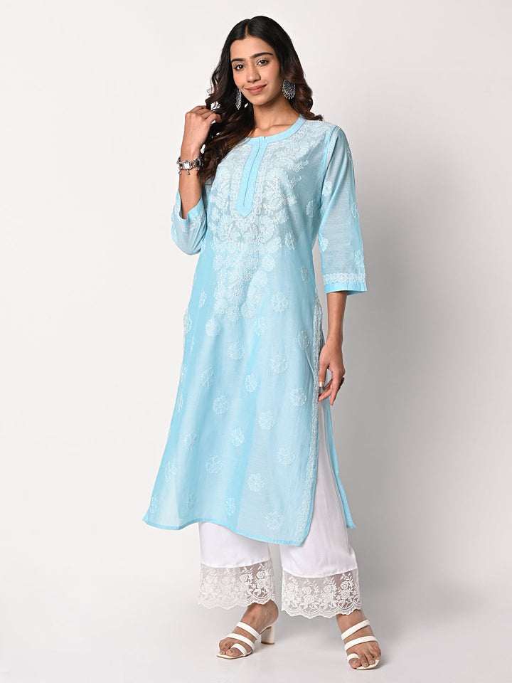anokherang Combos Blue Chikankari Kurti