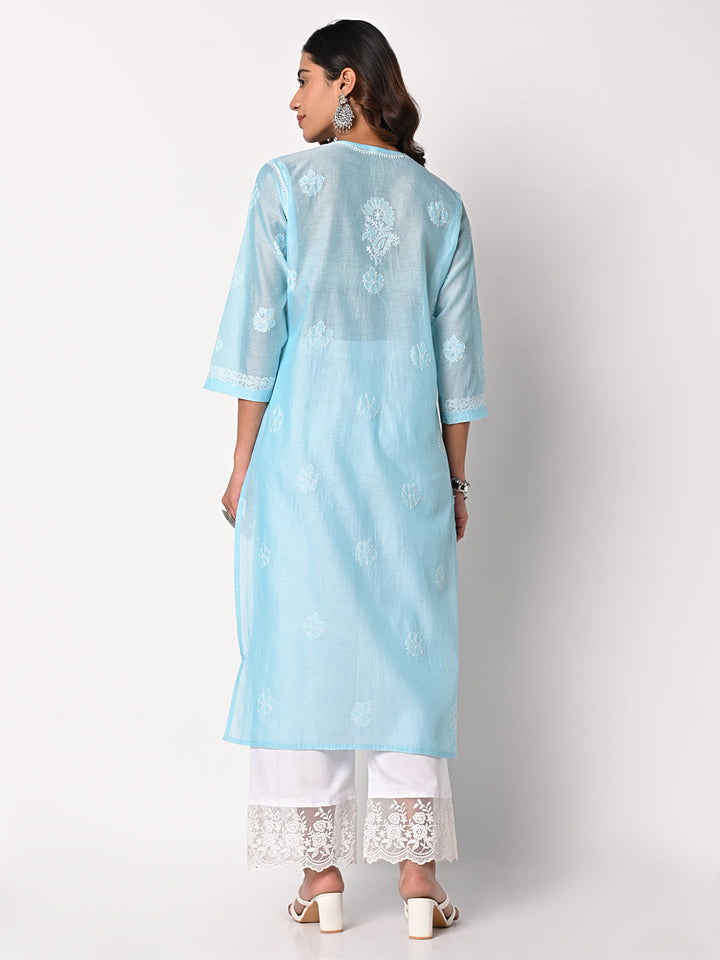 anokherang Combos Blue Chikankari Kurti