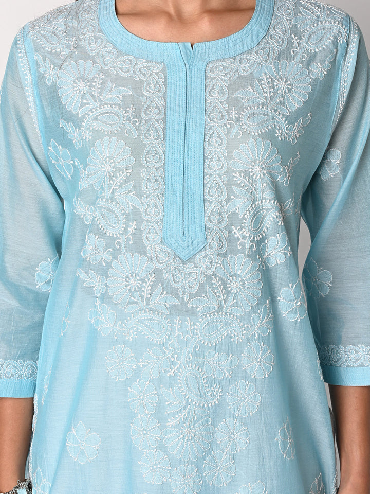 anokherang Combos Blue Chikankari Kurti