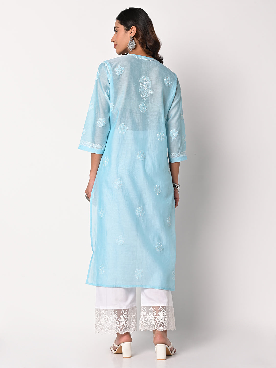 Blue Color) Hand Chikankari Lucknowi Elegant Cotton Kurti Lucknow Chi –  Lucknow Chikan Emporium