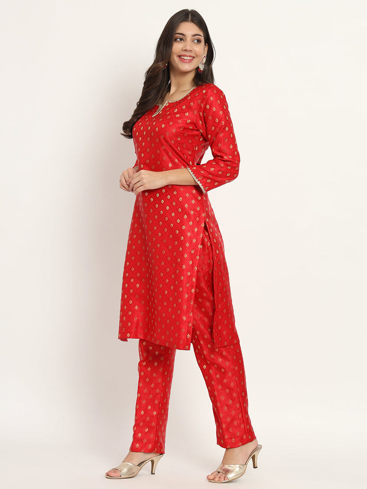 anokherang Combos Bridal Red Smiles Brocade Kurti