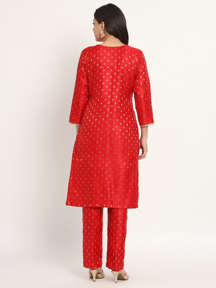 anokherang Combos Bridal Red Smiles Brocade Kurti