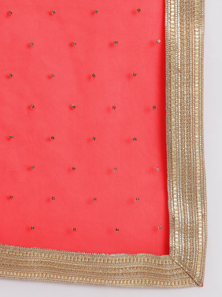 anokherang Combos Bridal Red Smiles Brocade Kurti with Pants and Sequin Dupatta