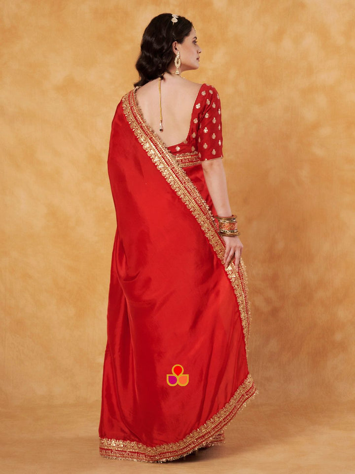 anokherang Combos Bridal Shagun Red Silk Saree