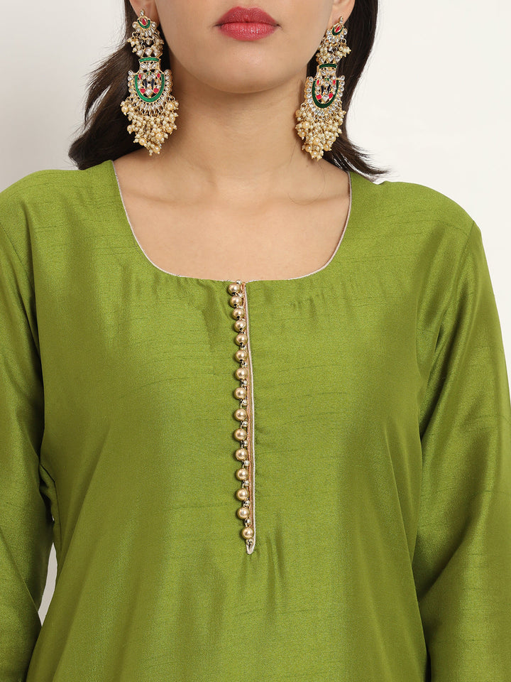 anokherang Combos Copy of Aqua Green Banarsi Straight Kurti with Straight Pants
