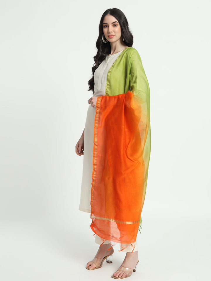 anokherang Combos Copy of Glorious Green Lines Straight Kurti with Pants and Tri-Color Dupatta