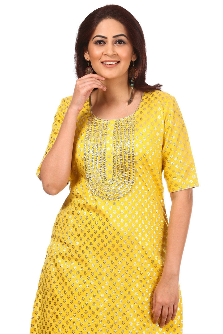 anokherang Combos Copy of Lemony Lemon Gotta Short Kurti with Gathered Sharara