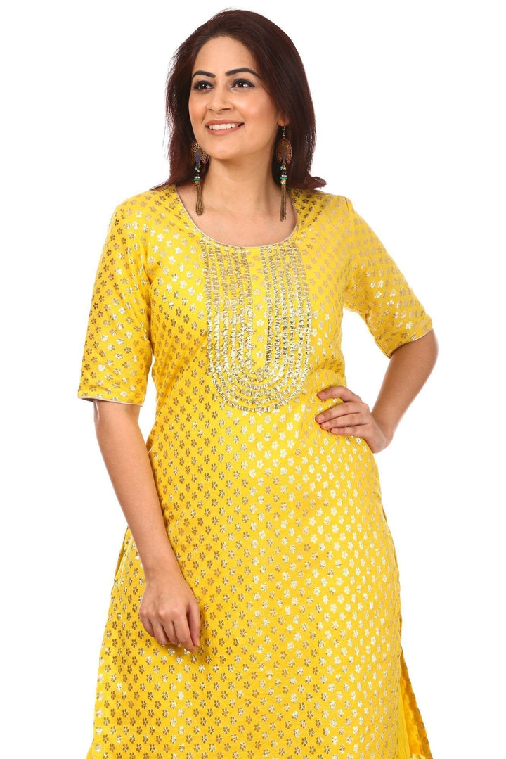 anokherang Combos Copy of Lemony Lemon Gotta Short Kurti with Gathered Sharara
