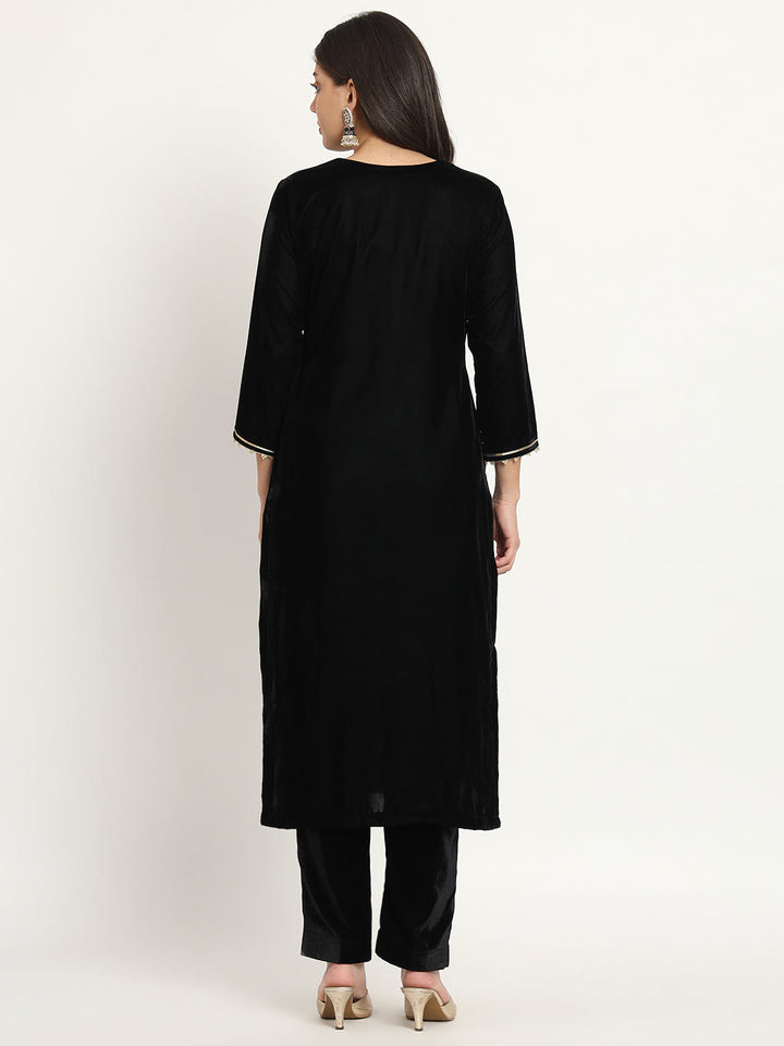 anokherang Combos Copy of Noor Black Velvet Kurti with Pants