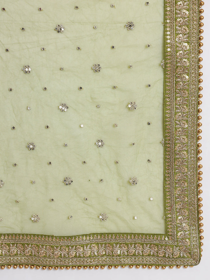 anokherang Combos Copy of Noor Mehendi Green Kurti with Pants