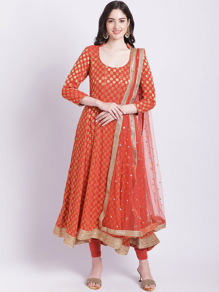 anokherang Combos Copy of Orange Banarasi Georgette Anarkali with Churidar