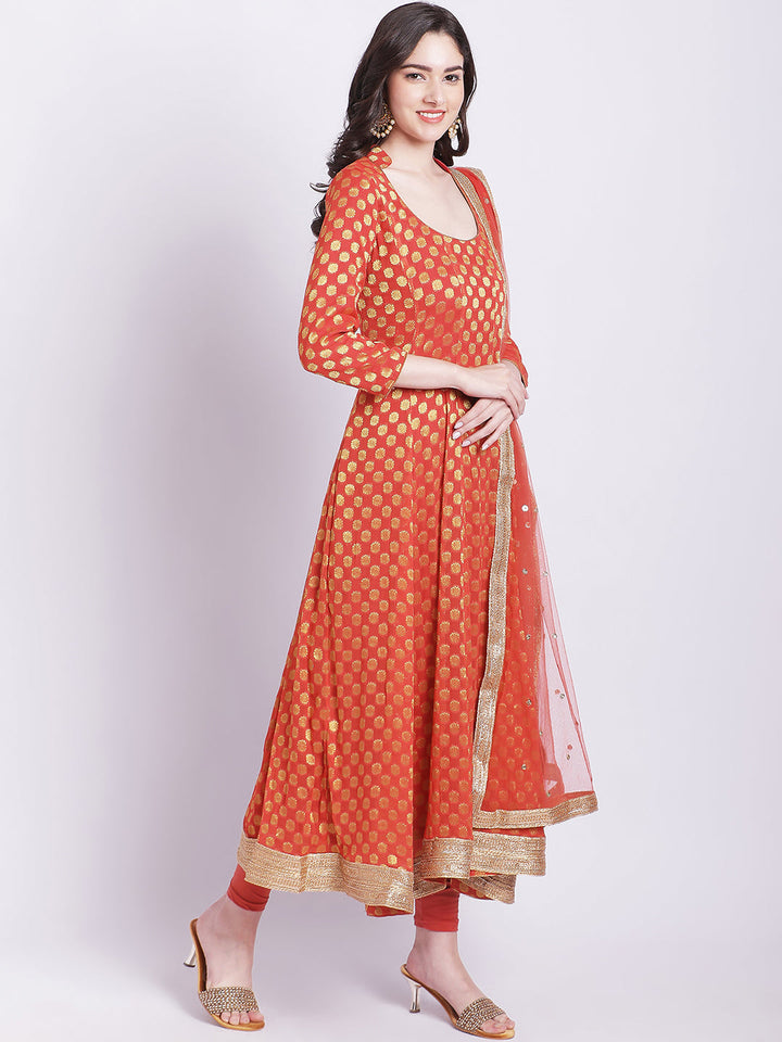 anokherang Combos Copy of Orange Banarasi Georgette Anarkali with Churidar