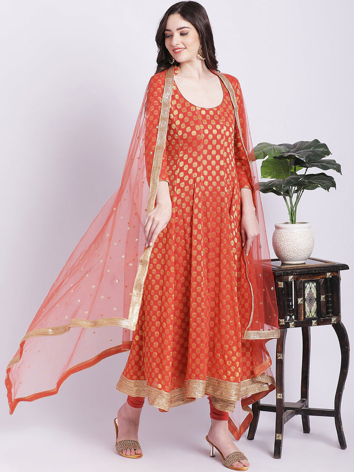 anokherang Combos Copy of Orange Banarasi Georgette Anarkali with Churidar