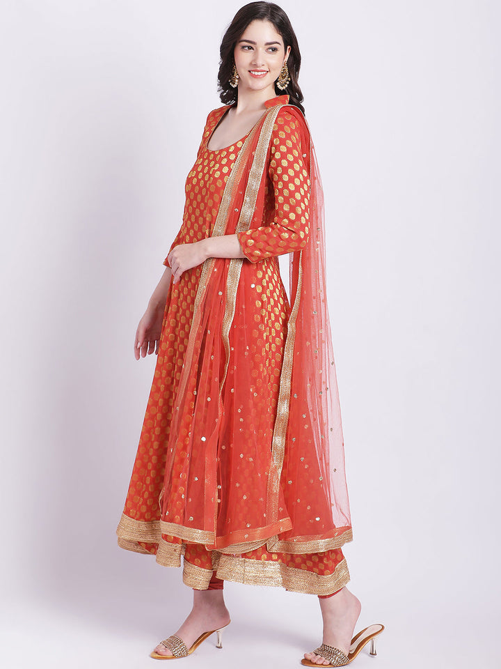 anokherang Combos Copy of Orange Banarasi Georgette Anarkali with Churidar