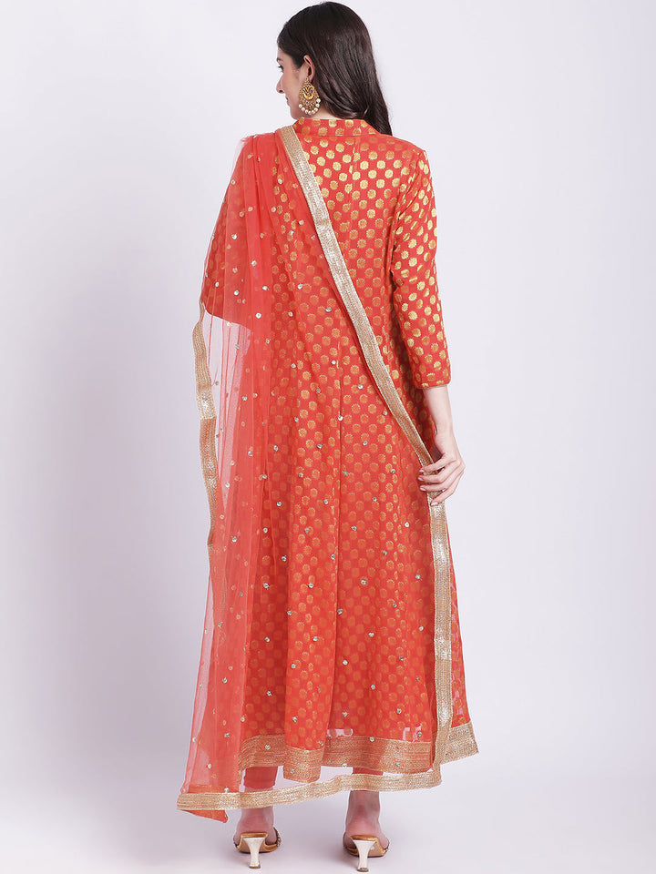 anokherang Combos Copy of Orange Banarasi Georgette Anarkali with Churidar