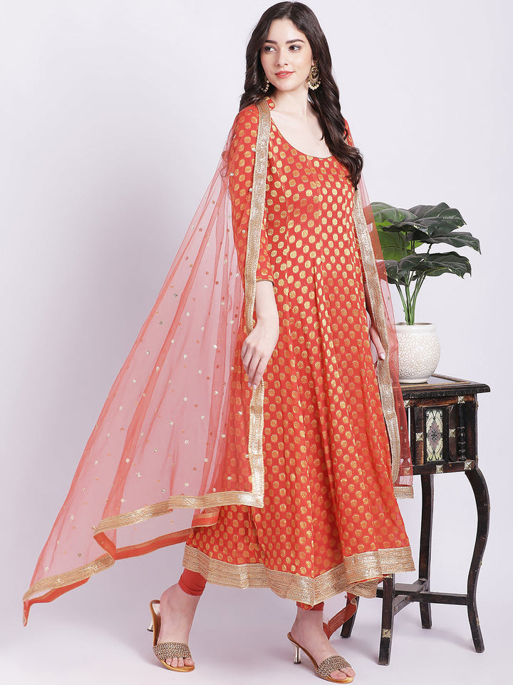 anokherang Combos Copy of Orange Banarasi Georgette Anarkali with Churidar