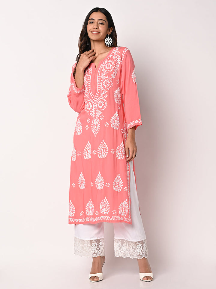anokherang Combos Coral Chikankari Kurti