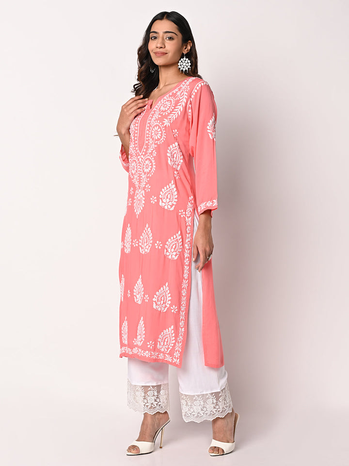 anokherang Combos Coral Chikankari Kurti