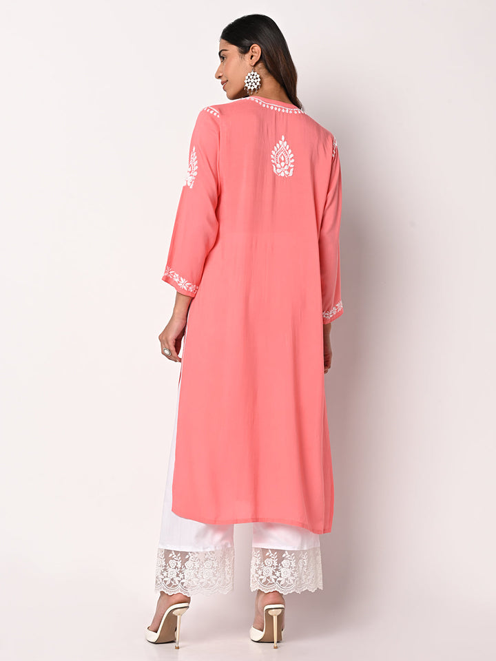anokherang Combos Coral Chikankari Kurti