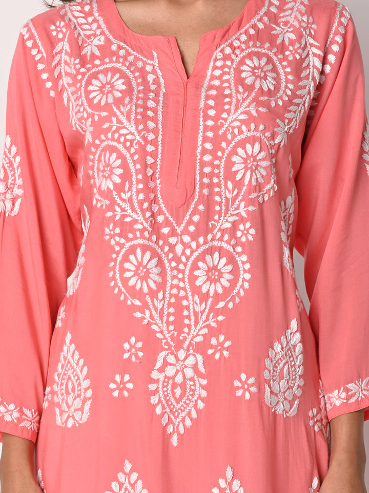 anokherang Combos Coral Chikankari Kurti