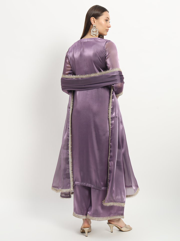 anokherang Combos Copy of Bronze Pink Tissue Organza with Pink Pants and Dupatta