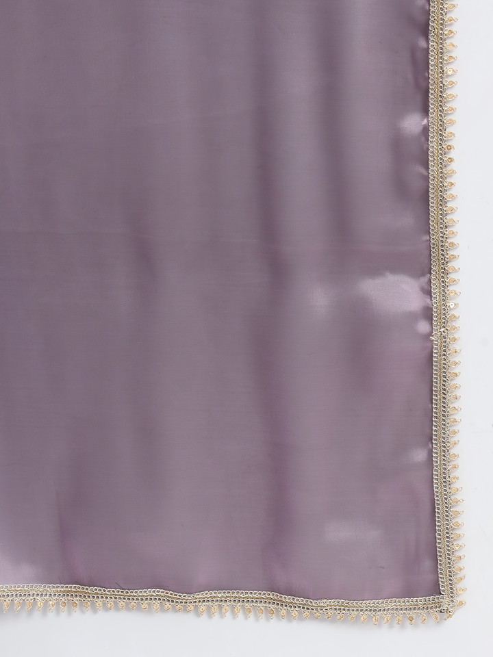 anokherang Combos Gloss Purple Organza Kurti with Palazzo and Organza Dupatta