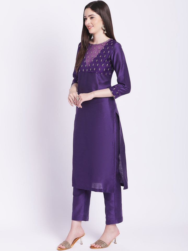 anokherang Combos Glowing Purple Straight Kurti