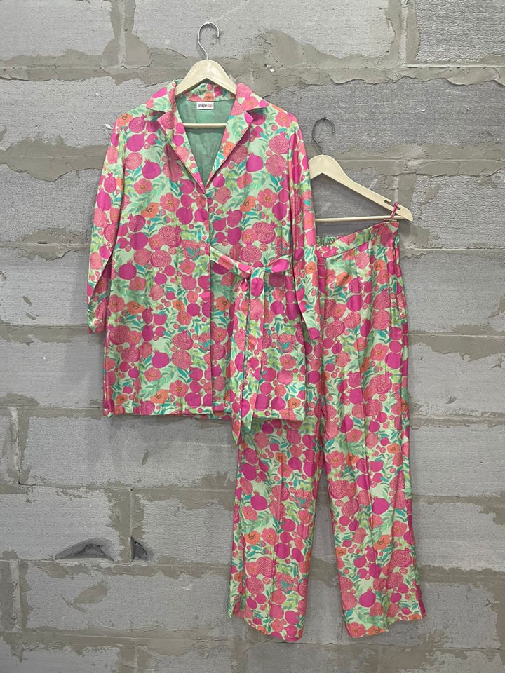 anokherang Combos Green Hawaii Tie Up Co-ord Set