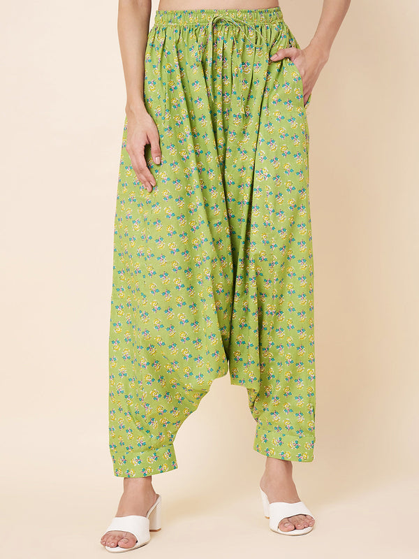 anokherang Combos Green Printed Harem Pants