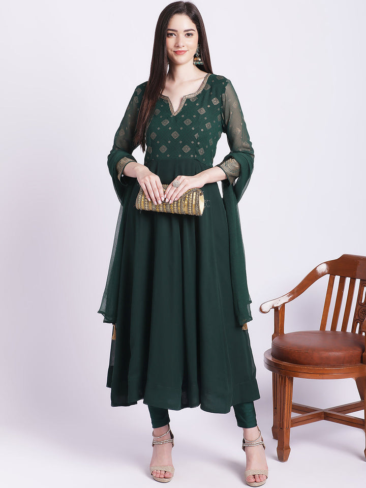 anokherang Combos Green Yoke Anarkali with Churidar