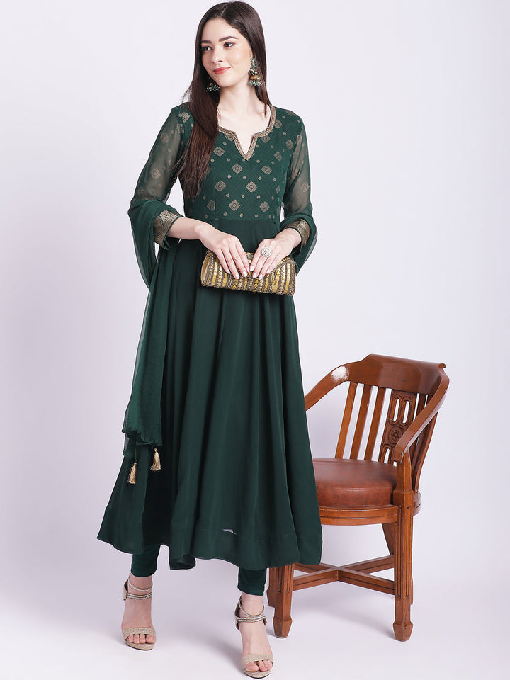 anokherang Combos Green Yoke Anarkali with Churidar