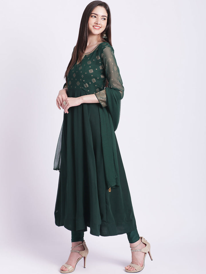 anokherang Combos Green Yoke Anarkali with Churidar